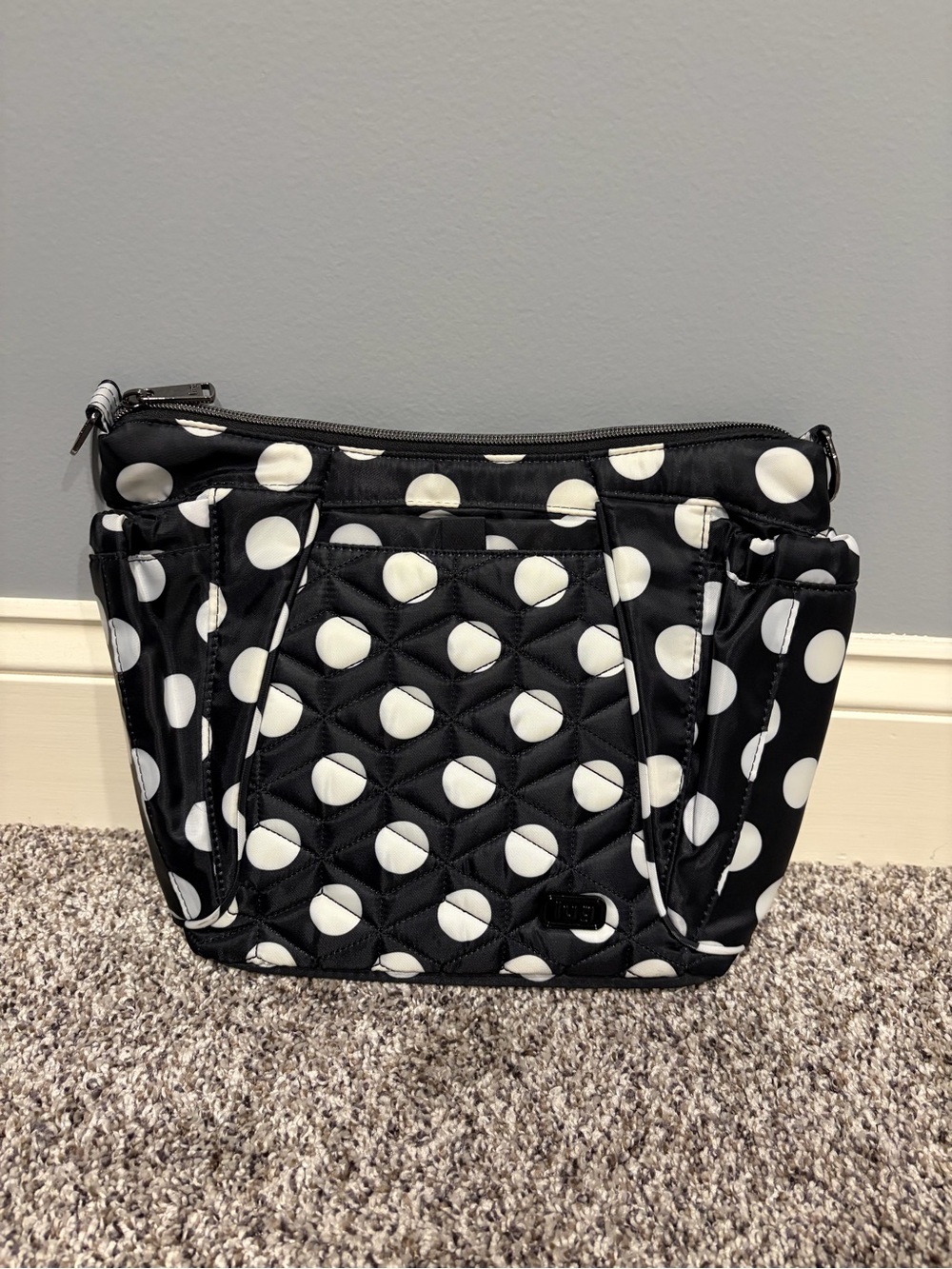 lug Mini Shuffle - Quilted Polka Dot Crossbody Bag - Black & White